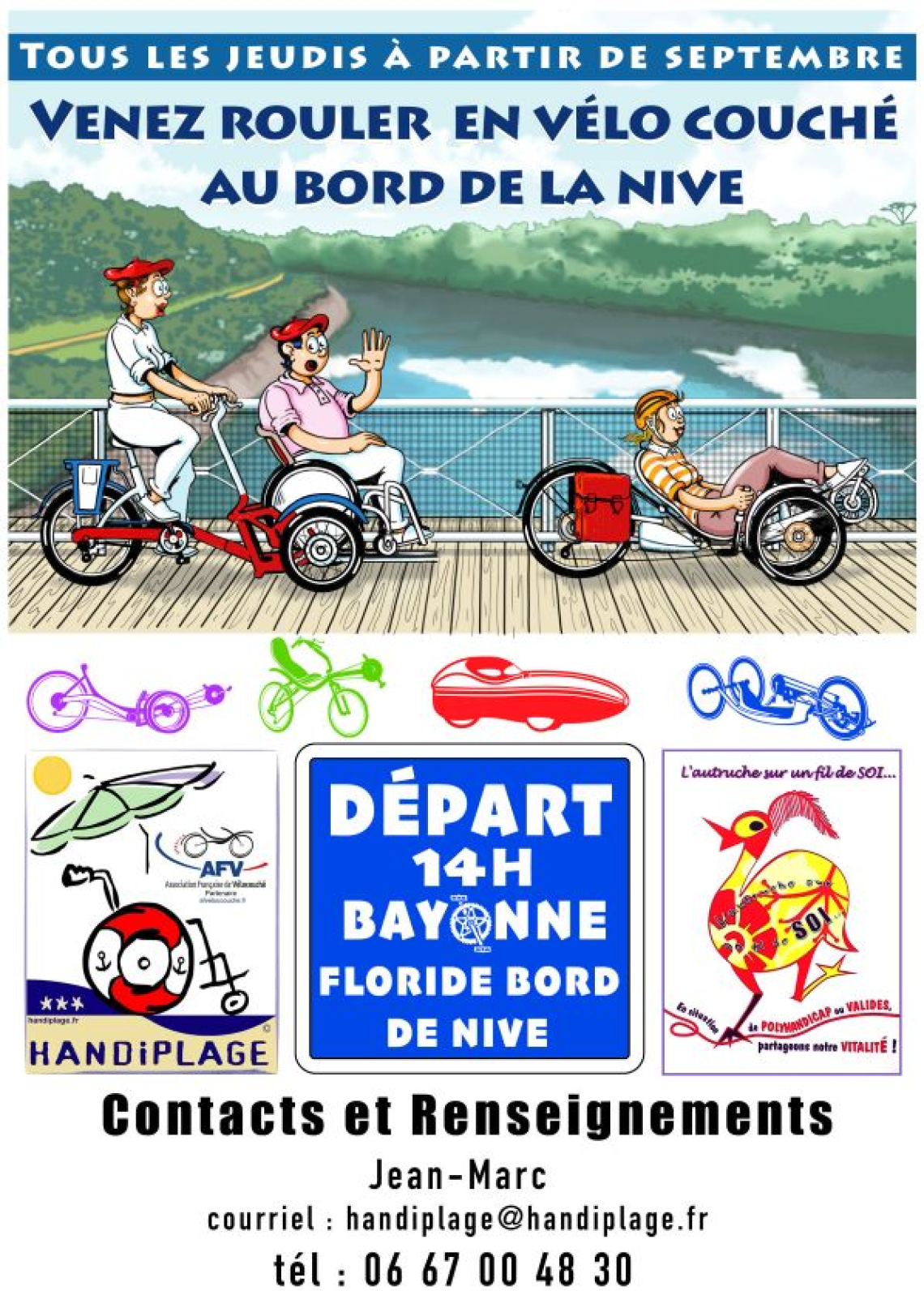 Affiche vélo couché au bord de la Nive